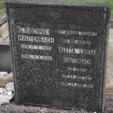 RAUTENBACH G.B. 1920-2005 &amp; Aletta Louisa GERBER 1922-1953