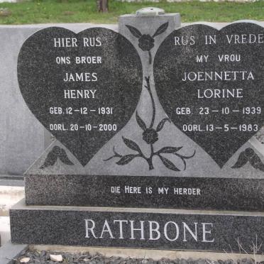 RATHBONE James Henry 1931-2000 &amp; Joennetta Lorine 1939-1983