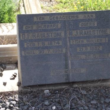 RAULSTONE D.F. 1874-1968 &amp; M.J. MULLER 1882-1962