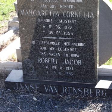 RENSBURG Margaretha Cornelia, janse van MOSTERT 1922-1955 &amp; Robert Jacob 1921-1996