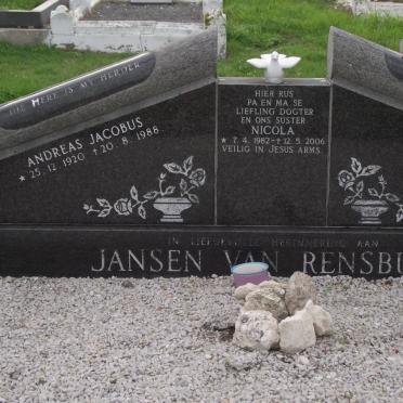 RENSBURG Andreas Jacobus, jansen van 1920-1988 RENSBURG Nicola, jansen van 1982-2006