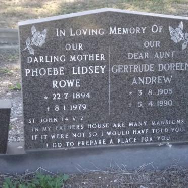 ROWE Phoebe Lidsey 1894-1979 :: ANDREW Gertrude Doreen 1905-1990