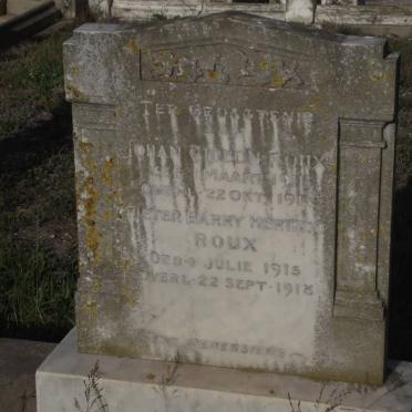 ROUX Johan Gideon 1911-1918 :: ROUX Pieter Barry Hertzog 1915-1918