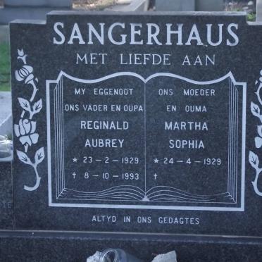 SANGERHAUS Reginald Aubrey 1929-1993 &amp; Martha Sophia 1929-