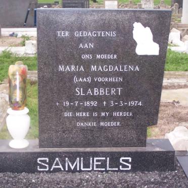 SAMUELS Maria Magdalena formerly SLABBERT nee LAAS 1892-1974
