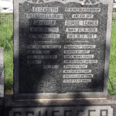 SCHEFFER George Lennox 1909-1957 &amp; Elizabeth Petronella 1911-1991