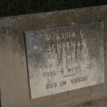 SCHOEMAN Agatha C. nee HURTER 1860-1929
