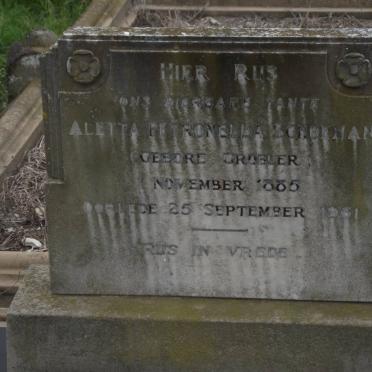 SCHOEMAN Aletta Petronella nee GROBLER 1885-1961
