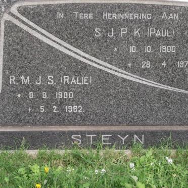 STEYN S.J.P.K. 1900-1970 &amp; R.M.J.S. 1900-1982