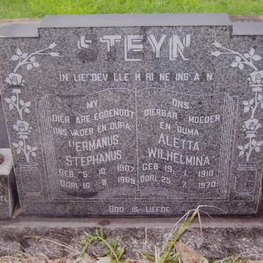 STEYN Hermanus Stephanus 1907-1969 &amp; Aletta Wilhelmina 1910-1970