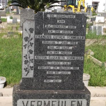 VERMEULEN Francios Luther -1958 :: VERMEULEN Aletta Elizabeth nee ELS -1961