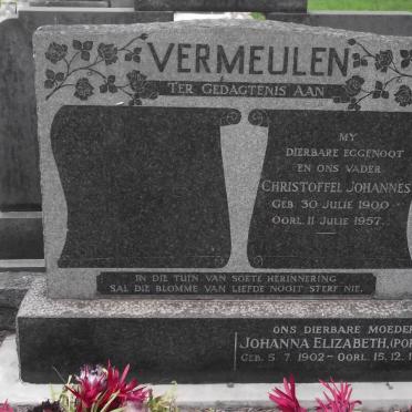 VERMEULEN Christoffel Johannes 1900-1957 &amp; Johanna Elizabeth PORTER 1902-1986