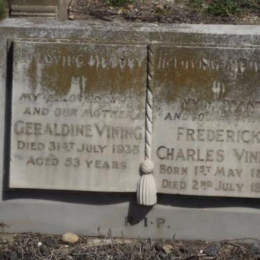 VINING Geraldine -1938 &amp; Frederick Charles 1886-1954