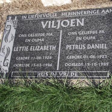 VILJOEN Petrus Daniel 1923-1989 &amp; Lettie Elizabeth 1928-1986
