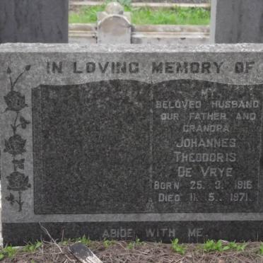 VRYE Johannes Theodoris, de 1916-1971