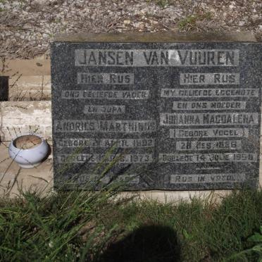 VUUREN Andries Marthinus, jansen van 1892-1973 &amp; Johanna Magdalena VOGEL 1886-1958