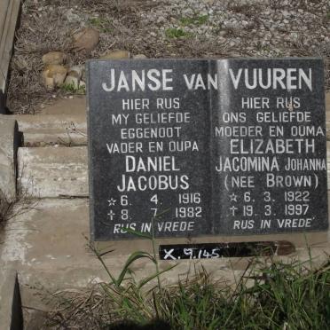 VUUREN Daniel Jacobus, janse van 1916-1982 &amp; Elizabeth Jacomina Johanna BROWN 1922-1997
