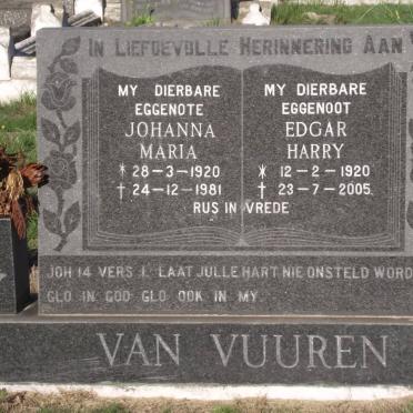 VUUREN Johanna Maria, van 1920-1981 &amp; Edgar Harry 1920-2005