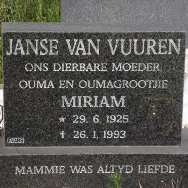 VUUREN Miriam, janse van 1925-1993