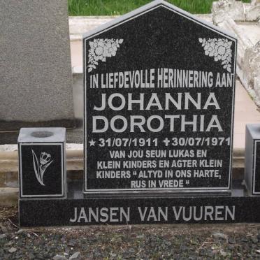 VUUREN Johanna Dorothia, jansen van 1911-1971