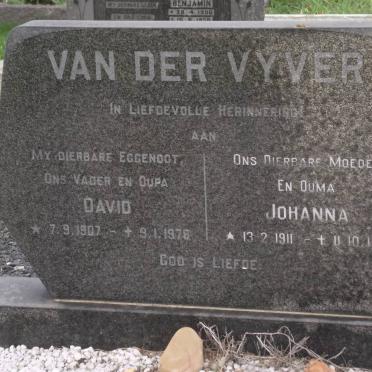 VYVER David, van der 1907-1978 &amp; Johanna 1911-1979