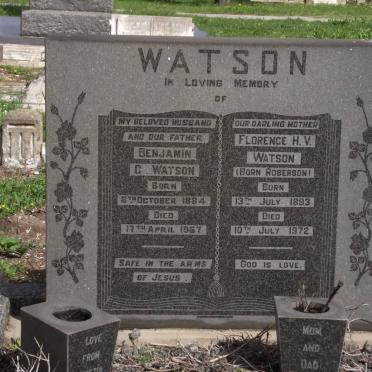 WATSON Benjamin C. 1894-1967 &amp; Florence H.V. ROBERTSON 1893-1972