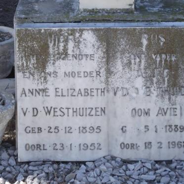 WESTHUIZEN A.J.C., v.d. 1889-1968 &amp; Annie Elizabeth 1895-1952