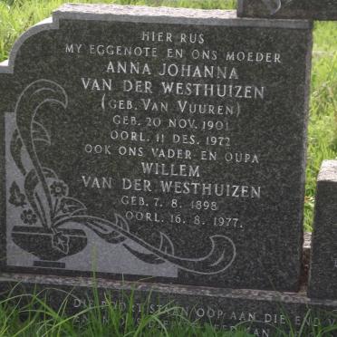 WESTHUIZEN Willem, van der 1898-1977 &amp; Anna Johanna VAN VUUREN 1901-1972