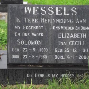 WESSELS Solomon 1909-1980 &amp; Elizabeth CECIL 1911-2000