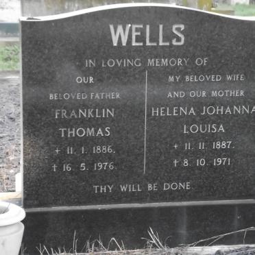 WELLS Franklin Thomas 1886-1976 &amp; Helena Johanna Louisa 1887-1971