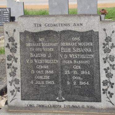 WESTHUIZEN Barend J., v.d. 1888-1963 &amp; Ellie Susanna BASSON 1894-1964