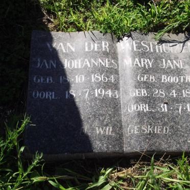 WESTHUIZEN Jan Johannes, van der 1864-1943 &amp; Mary Jane E. BOOTH 1878-1962
