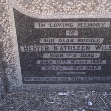 WILSON Hester Kathleen nee V.D. BERG 1896-1945