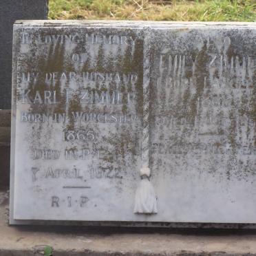 ZIMMER Karl F. 1865-1922 &amp; Emily LANGLEY 1868-1957