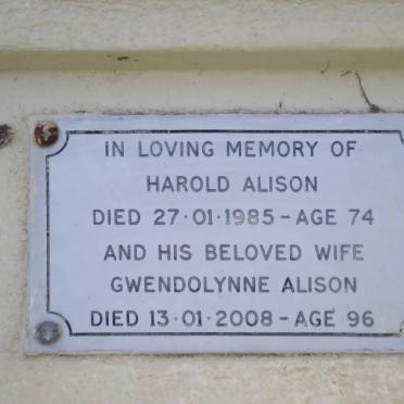 ALISON Harold -1985 &amp; Gwendolynne -2008