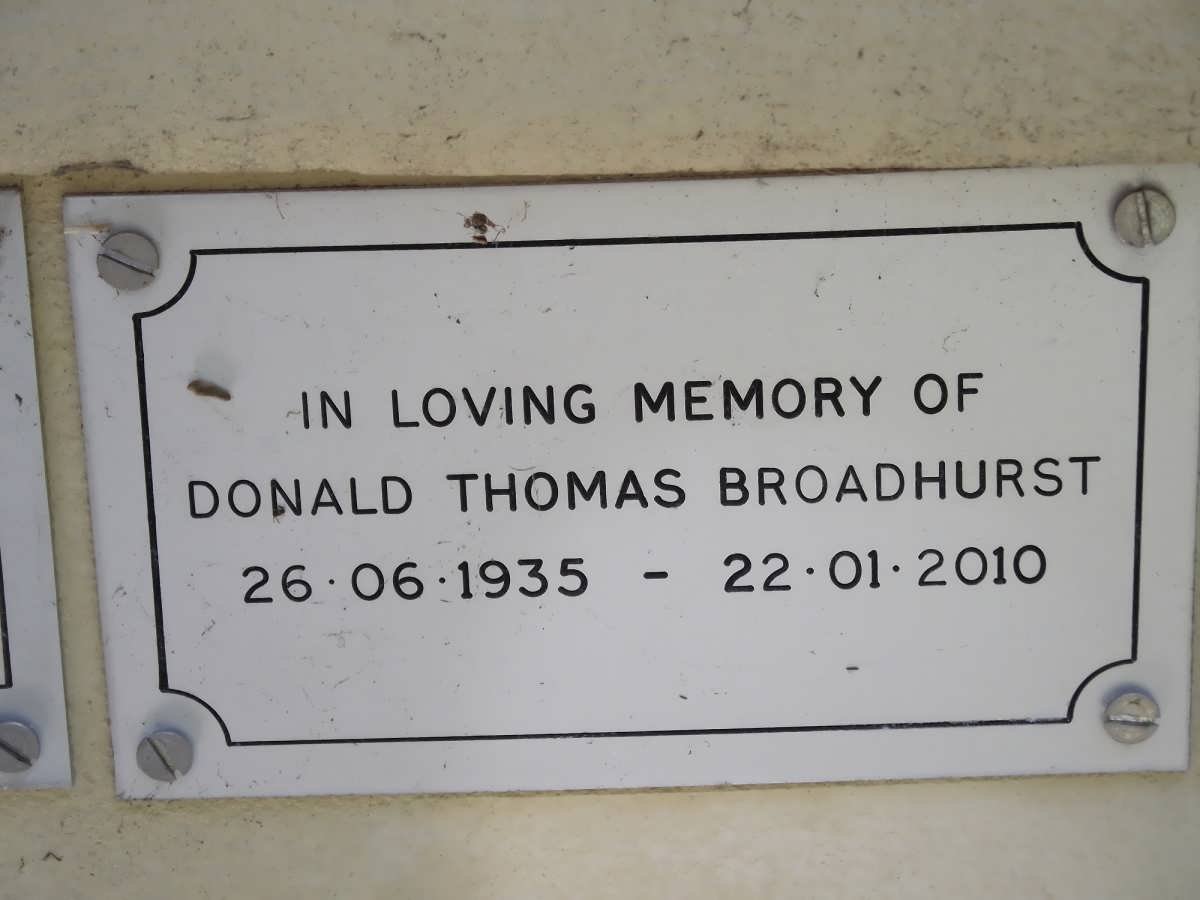 BROADHURST Donald Thomas 1935-2010