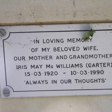 Mc WILLIAMS Iris May nee CARTER 1920-1990