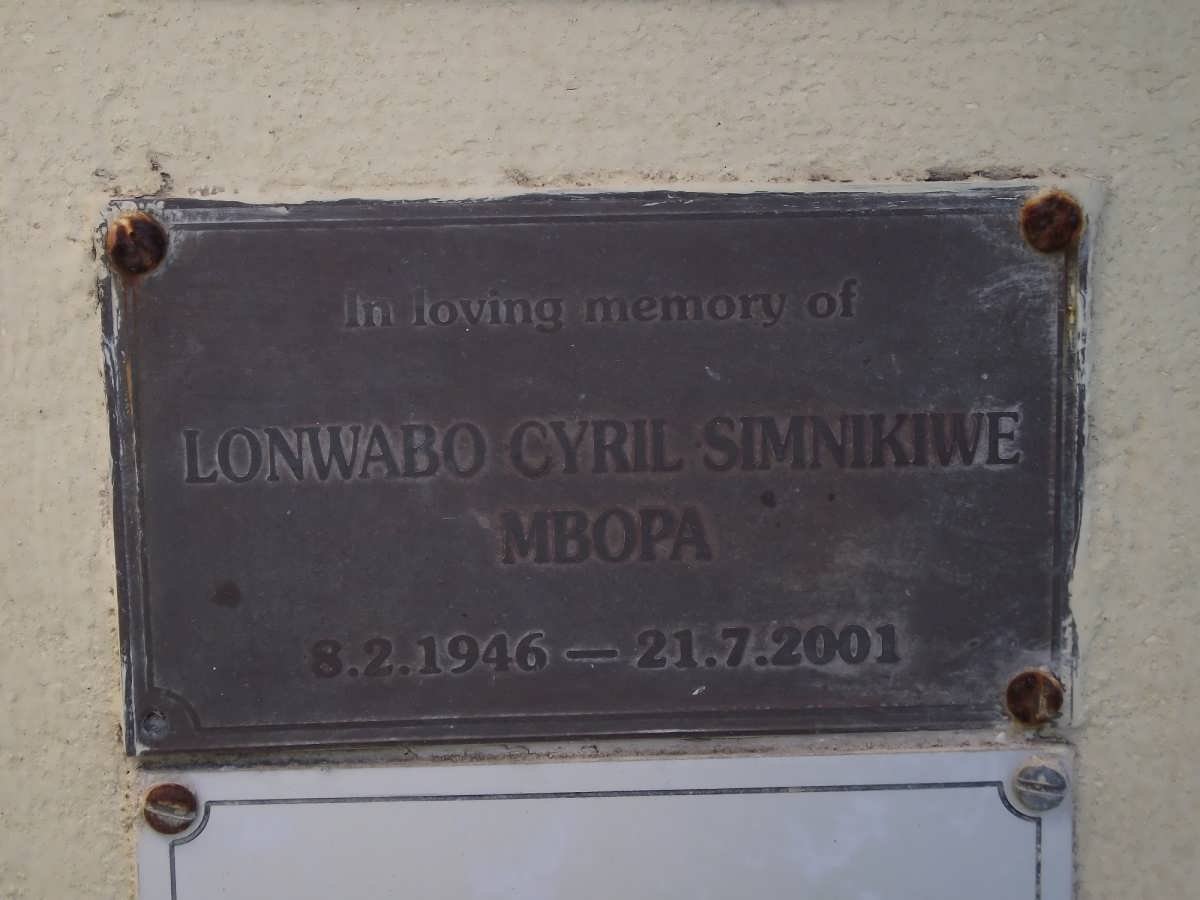 MBOPA Lonwabo Cyril Simnikwe 1946-2001