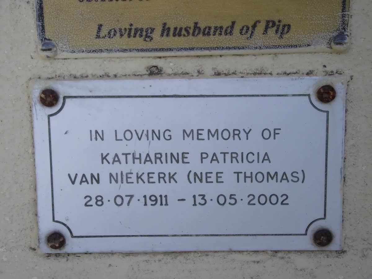 NIEKERK Katharine Patricia, van  nee THOMAS 1911-2002