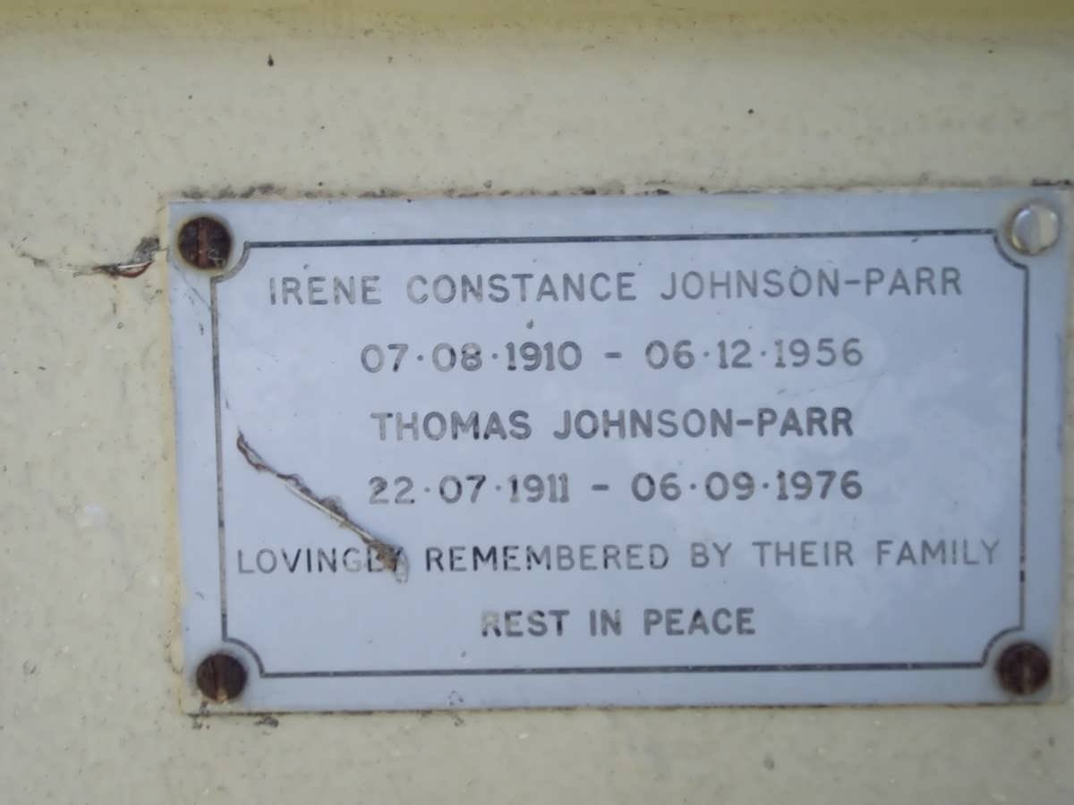 PARR Thomas, Johnson 1911-1976 &amp; Irene Constance 1910-1956