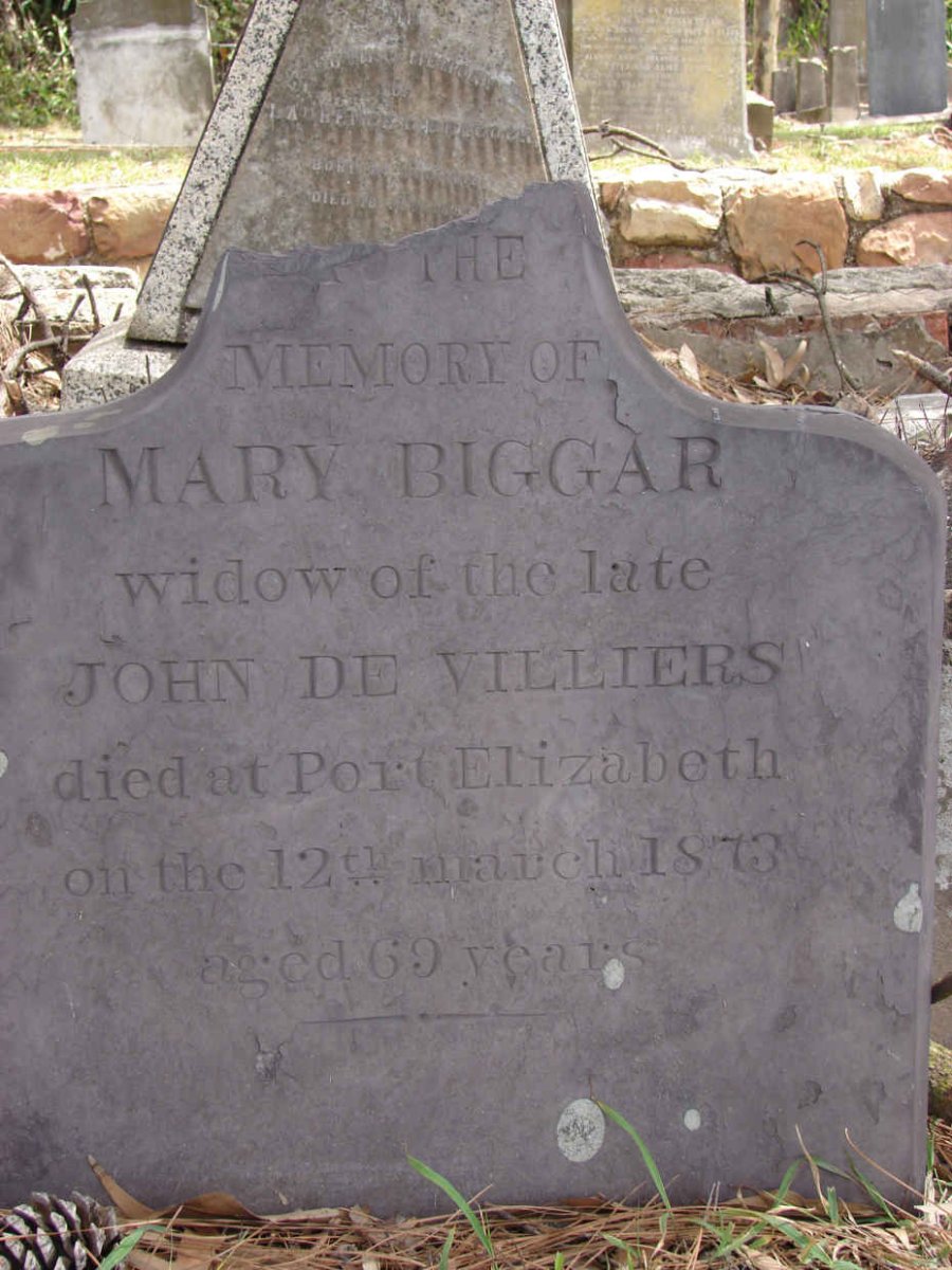 BIGGAR Mary previously DE VILLIERS -1873
