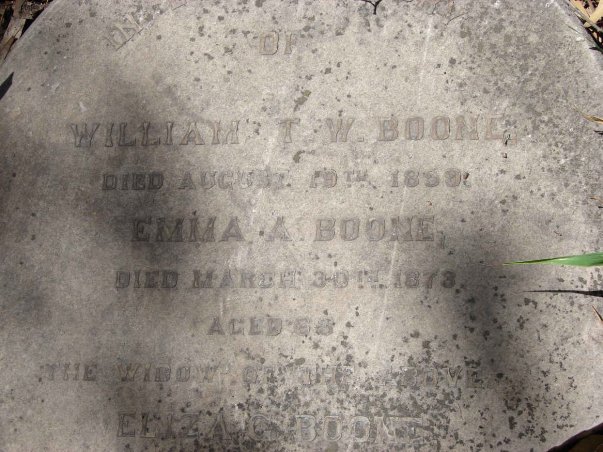 BOONE William T.W. -18?9 &amp; Eliza G. :: BOONE Emma A. -1873 :: BOONE Arthur W. -?