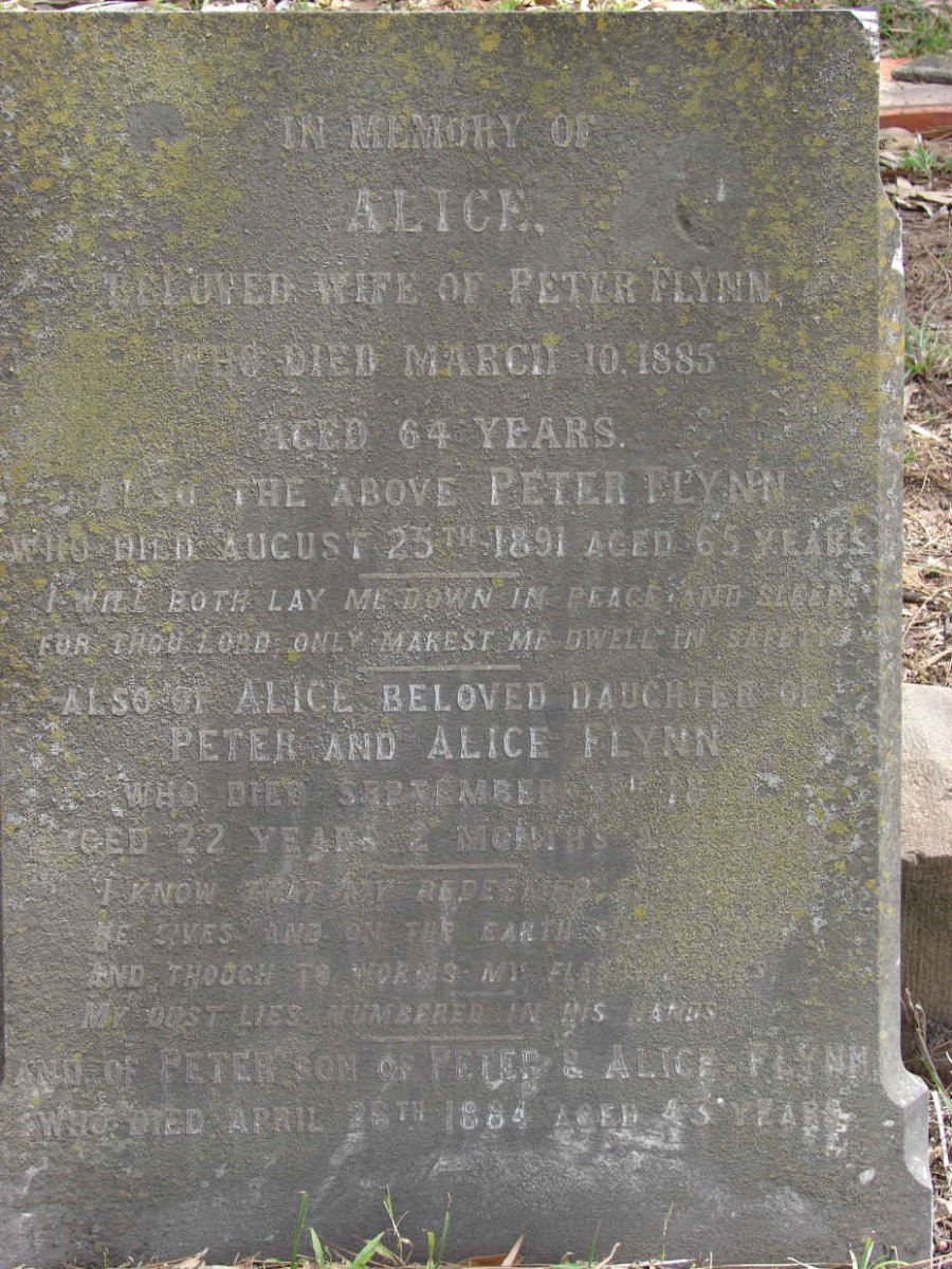 FLYNN Peter -1891 &amp; Alice -1885 :: FLYNN Alice -18?? :: FLYNN Peter -1844