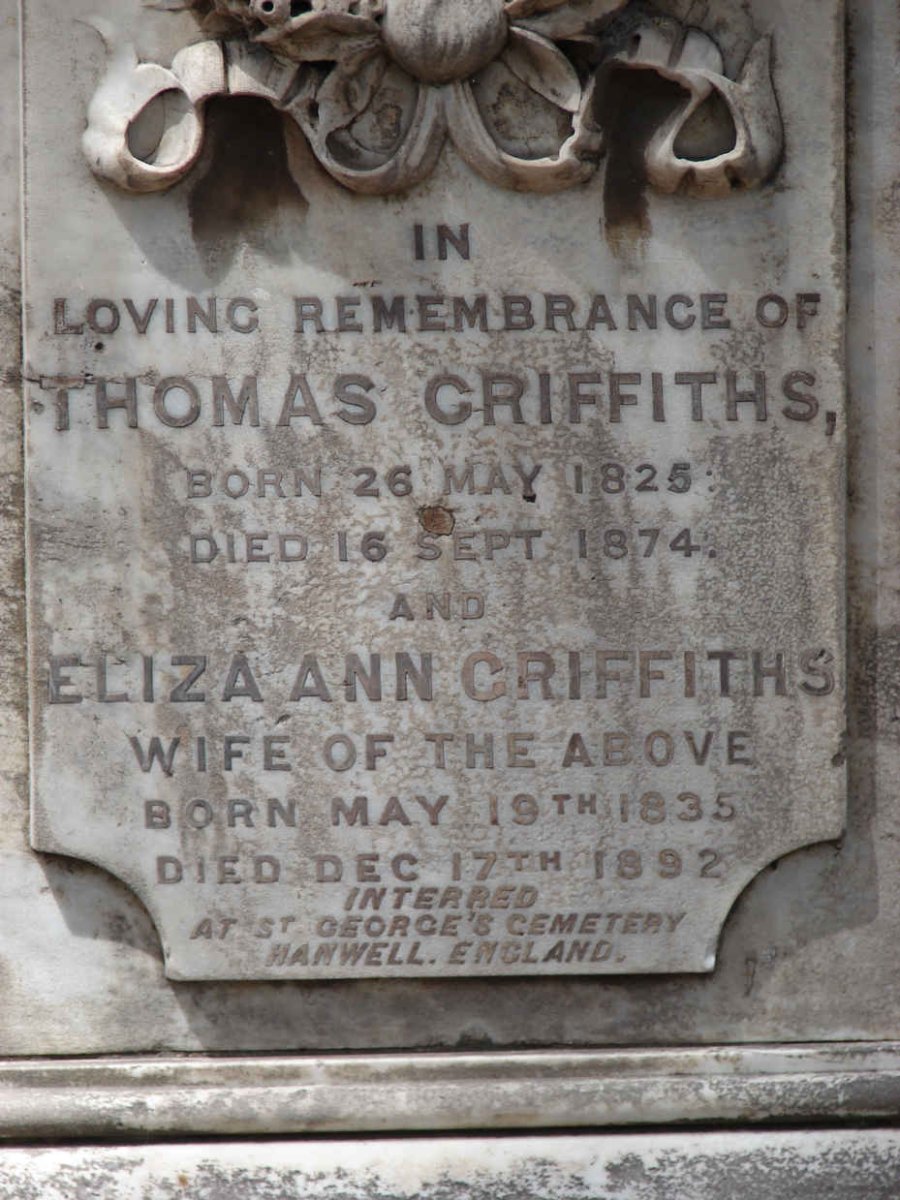 GRIFFITHS Thomas 1825-1874 &amp; Eliza Ann 1835-1892