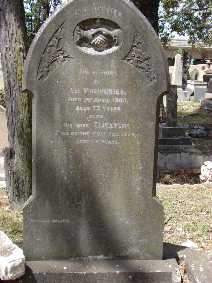 HUMPHRIES E.D. -1903 &amp; Elizabeth -1874