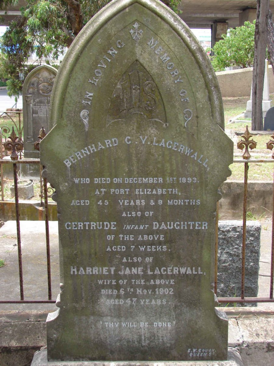 LAGERWALL Bernhard C. -1893 &amp; Harriet Jane -1902 :: LAGERWALL Gertrude