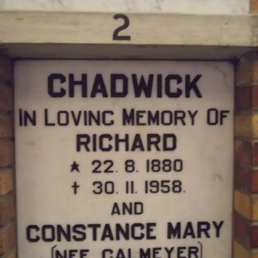 CHADWICK Richard 1880-1958 &amp; Constance Mary CALMEYER 1891-1979