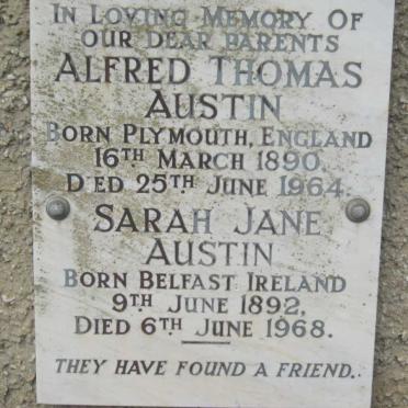 AUSTIN Alfred Thomas 1890-1964 &amp; Sarah Jane 1892-1968