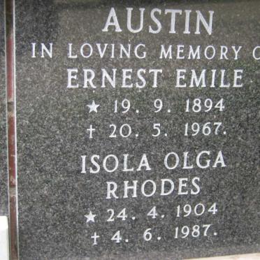 AUSTIN Ernest Emile 1894-1967 &amp; Isola Olga Rhodes 1904-1987