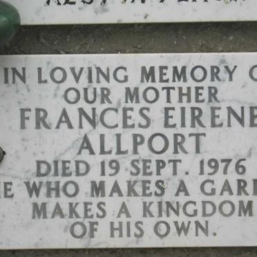 ALLPORT Frances Eirene -1976